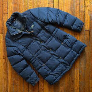 L.L. Bean Mountain Classic‎ Down Parka Puffer Jacket Women Navy Blue Hiking Gorp